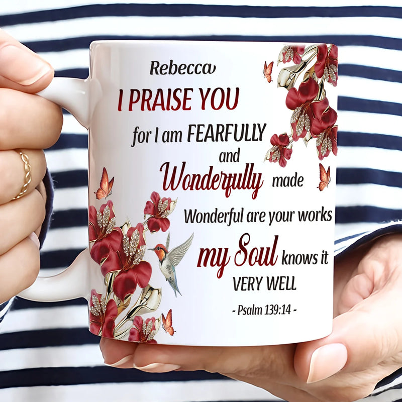 Custom Mug - I Praise You For I Am Fearfully - Personalized Gifts to Christian, Memorial Gifts image 4