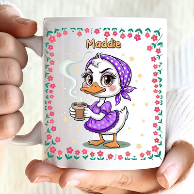 Custom Mug - Lady Duck Don't Mess With Cranky Chubby Women - Personalized Funny Trending Mug image 3