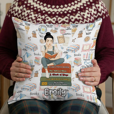 Custom Pillow - Just A Girl Who Loves Books - Personalized Gifts For Book Lovers image 0