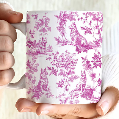 Custom Mug - Vintage Toile de Jouy German Shepherd - Personalized Gift For Dog Mom, German Shepherd Lovers image 1