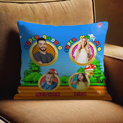 Custom Pillow - Supper Daddio, Mommio - Personalized Gifts For Father's Day, Mother's Day image 1