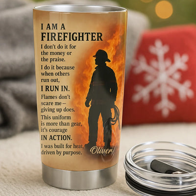 Custom 20Oz Stainless Steel Tumbler - I Am A Firefighter - Personalized Gifts to Firefighter Portrait image 1