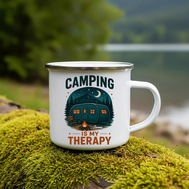 Custom Camping Mug - Camping is My Therapy - Personalized Gifts to Camping Lovers image 2