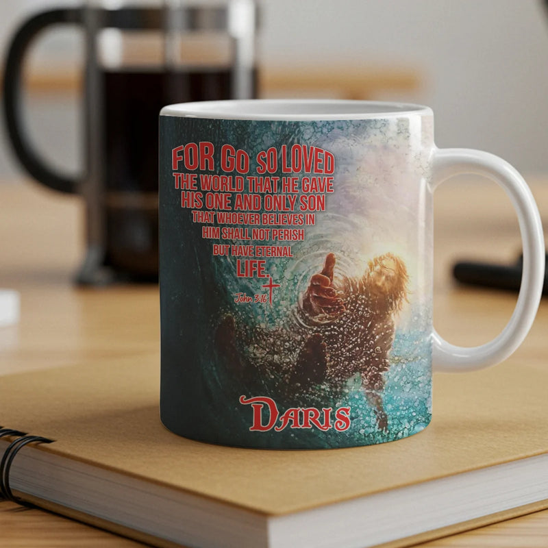 Custom Mug - For God So Loved The World - Personalized Christmas Gifts to Christian image 1