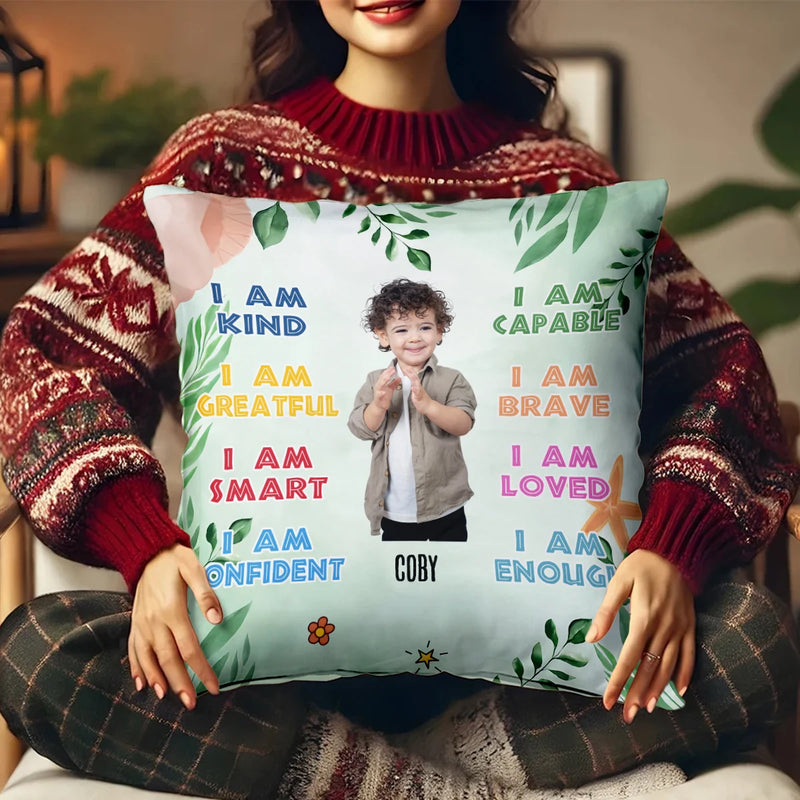 Custom Couple Pillow - I am Kind I am Greatful I am Smart I am Confident - Personalized Gifts For Daughter, Granddaughter, Mother&