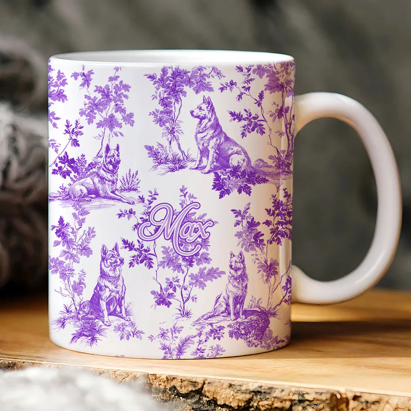 Custom Mug - Vintage Toile de Jouy German Shepherd - Personalized Gift For Dog Mom, German Shepherd Lovers image 3