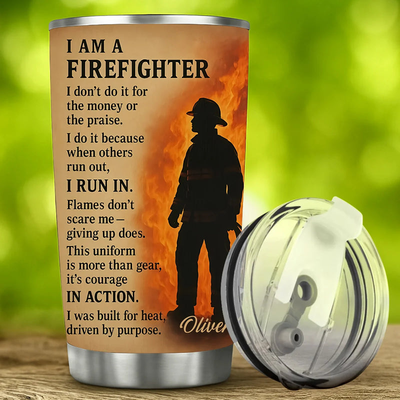 Custom 20Oz Stainless Steel Tumbler - I Am A Firefighter - Personalized Gifts to Firefighter Portrait image 5