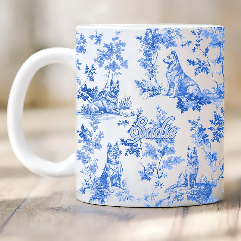 Custom Mug - Vintage Toile de Jouy German Shepherd - Personalized Gift For Dog Mom, German Shepherd Lovers image 2