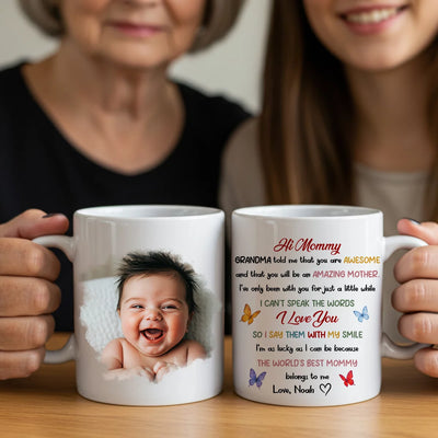 Custom Photo Ceramic Mug - The Best Mommy Belongs To Me First Mom New Mom Gift - Personalized Mother's Day, Gift For Mom image 0