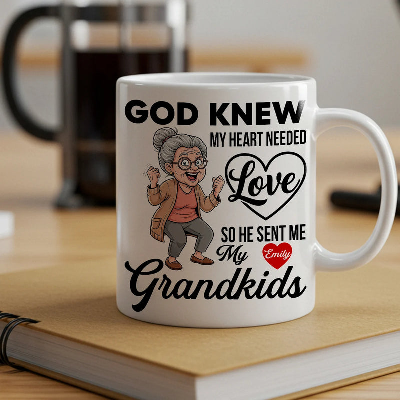 Custom Mug - God Knew My Heart Needed Love - Personalized Gifts to Grandma, Family Members image 1