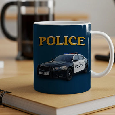 Custom Mug - Police, Police Car And Siren - Personalized Gift For Law Enforcement image 1