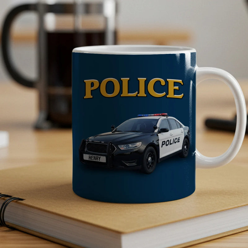 Custom Mug - Police, Police Car And Siren - Personalized Gift For Law Enforcement image 1