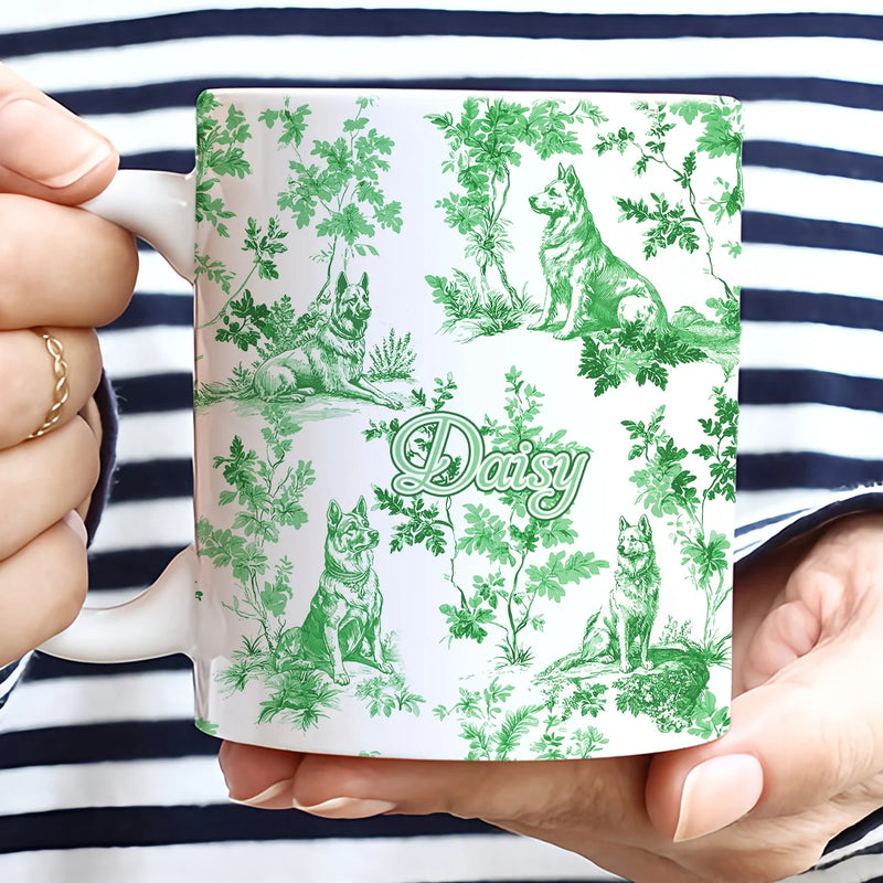 Custom Mug - Vintage Toile de Jouy German Shepherd - Personalized Gift For Dog Mom, German Shepherd Lovers image 4