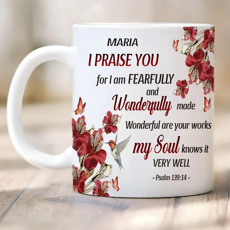 Custom Mug - I Praise You For I Am Fearfully - Personalized Gifts to Christian, Memorial Gifts image 2
