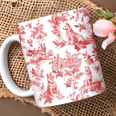 Custom Mug - Vintage Toile de Jouy German Shepherd - Personalized Gift For Dog Mom, German Shepherd Lovers image 5