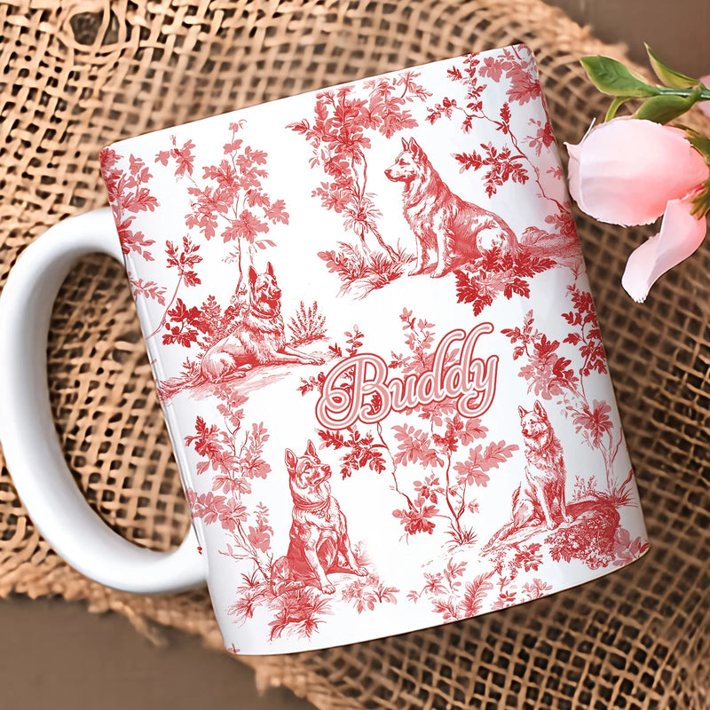 Custom Mug - Vintage Toile de Jouy German Shepherd - Personalized Gift For Dog Mom, German Shepherd Lovers image 5