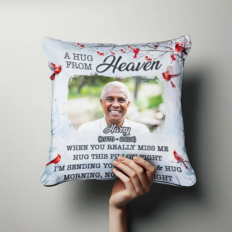 Custom Memorial Pillow - A Hug From Heaven - Personalized Gifts For Memorial, Grandma, Grandpa image 0