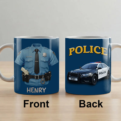 Custom Mug - Police, Police Car And Siren - Personalized Gift For Law Enforcement image 0