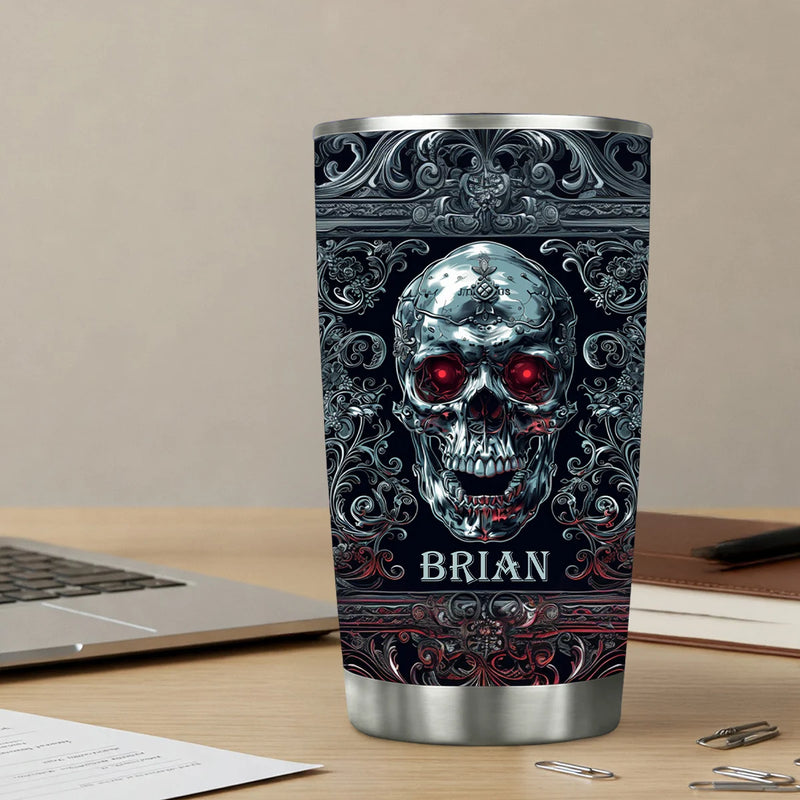 Custom 20Oz Stainless Steel Tumbler - Cool Skull Style - Personalized Gifts to Father&