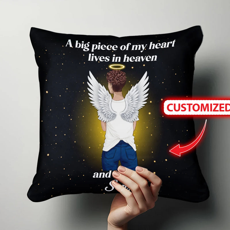 Custom Memorial Pillow - A Big Piece Of My Heart Lives In Heaven - Personalized Memorial Gifts to Family Members image 6