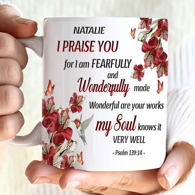 Custom Mug - I Praise You For I Am Fearfully - Personalized Gifts to Christian, Memorial Gifts image 1