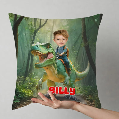 Custom Pillow - Dinosaur Kid - Personalized Gifts For Grandkids, Daughter, Son image 0