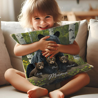 Custom Pillow - Spring Bear Family - Personalized Memorial Gift For Grandma, Grandpa, Father's Day, Mother's Day Gifts image 2