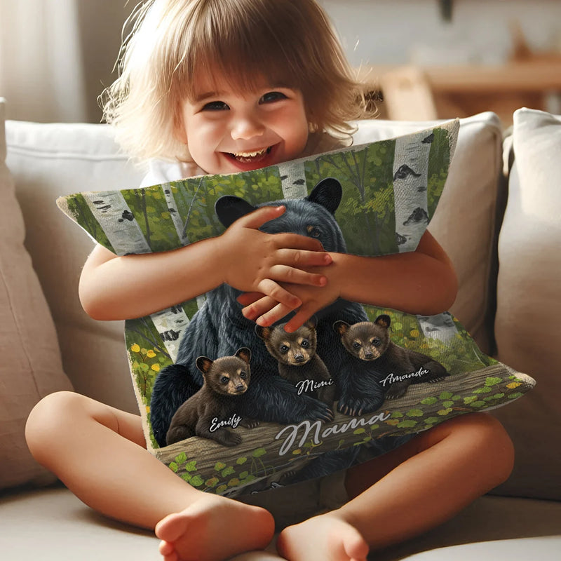 Custom Pillow - Spring Bear Family - Personalized Memorial Gift For Grandma, Grandpa, Father&