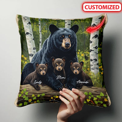 Custom Pillow - Spring Bear Family - Personalized Memorial Gift For Grandma, Grandpa, Father's Day, Mother's Day Gifts image 1