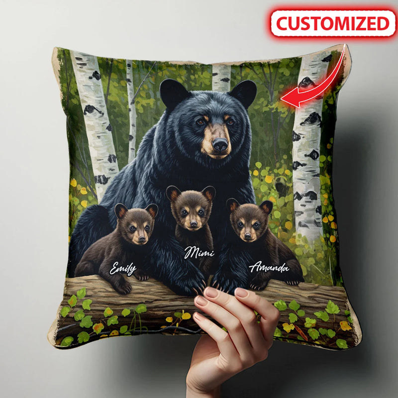 Custom Pillow - Spring Bear Family - Personalized Memorial Gift For Grandma, Grandpa, Father&