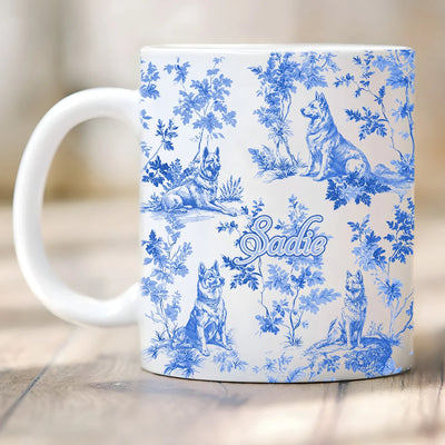 Custom Mug - Vintage Toile de Jouy German Shepherd - Personalized Gift For Dog Mom, German Shepherd Lovers image 0