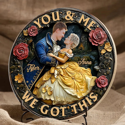 Custom Photo Round Wood Sign - You And Me We Got This - Personalized Gifts to Couple, Husband, Wife image 1