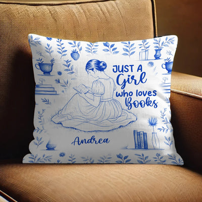 Custom Pillow - Just A Girl Who Loves Books - Personalized Gifts For Book Lovers image 1