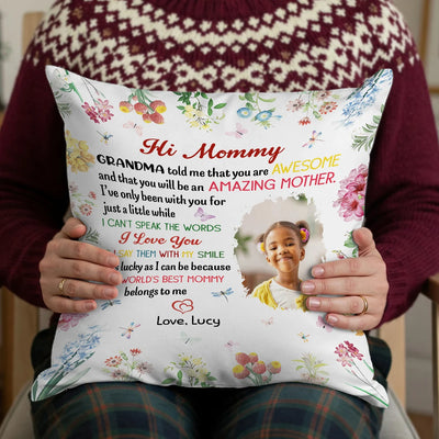 Custom Pillow - The World's Best Mommy - Personalized Gifts For Daughter, Granddaughter, Mother's Day image 0