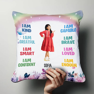 Custom Couple Pillow - I am Kind I am Greatful I am Smart I am Confident - Personalized Gifts For Daughter, Granddaughter, Mother's Day image 1