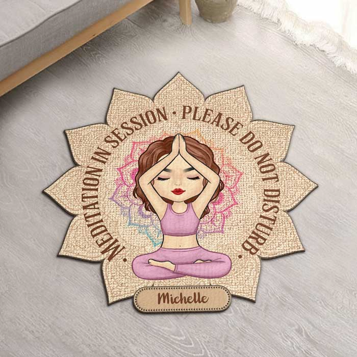 Custom Yoga Doormat Lotus Design - Custom Shaped Doormat, Fun - Gift for Yoga Lovers