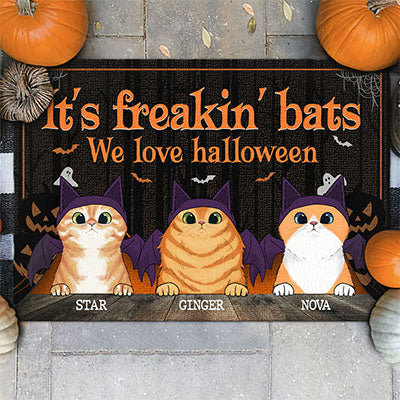 Personalized Halloween Mat - Cute Cat Design Doormat, Perfect Gift for Pet Owners
