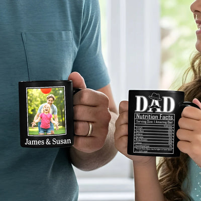 Custom Black Mug - Dad Nutrition Facts - Personalized Father's Day image 1