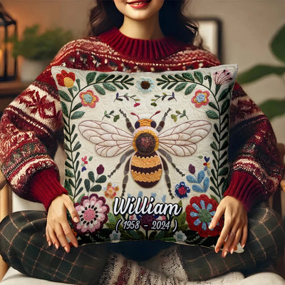 Custom Pillow - Dragonfly, Butterfly, Cardinal, Humingbird and Rose - Personalized Memorial Gifts to Grandma, Grandpa image 0