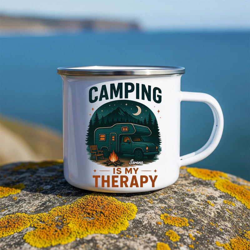 Custom Camping Mug - Camping is My Therapy - Personalized Gifts to Camping Lovers image 3