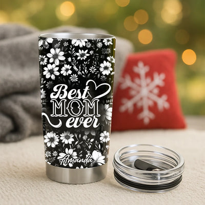 Custom 20Oz Stainless Steel Tumbler - Best Mom Ever Night Flowers - Personalized Gifts to Mother's Day, Grandma Gifts image 0