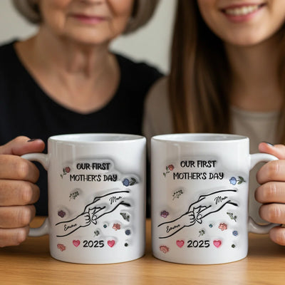 Custom Mug - Our First Mother's Day 3D Inflated Baby Holding Mum Hand - Personalized Mother's Day image 5
