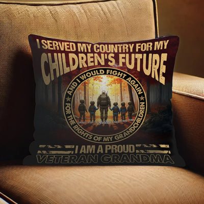 Custom Pillow - I Served My Country For My Children'S Future - Personalized Gifts For Mother's Day, Family Members, Grandmother image 1