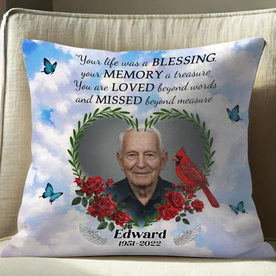 Custom Photo Pillow - When You Miss Me Hug This Pillow - Personalized Memorial Gifts to Grandma, Grandpa, Family Members image 0