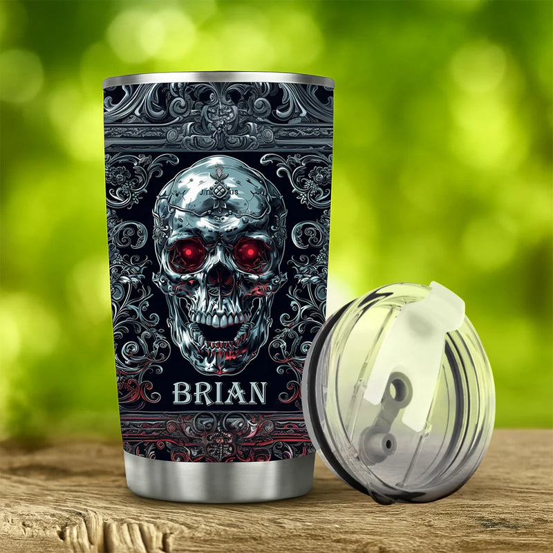 Custom 20Oz Stainless Steel Tumbler - Cool Skull Style - Personalized Gifts to Father&