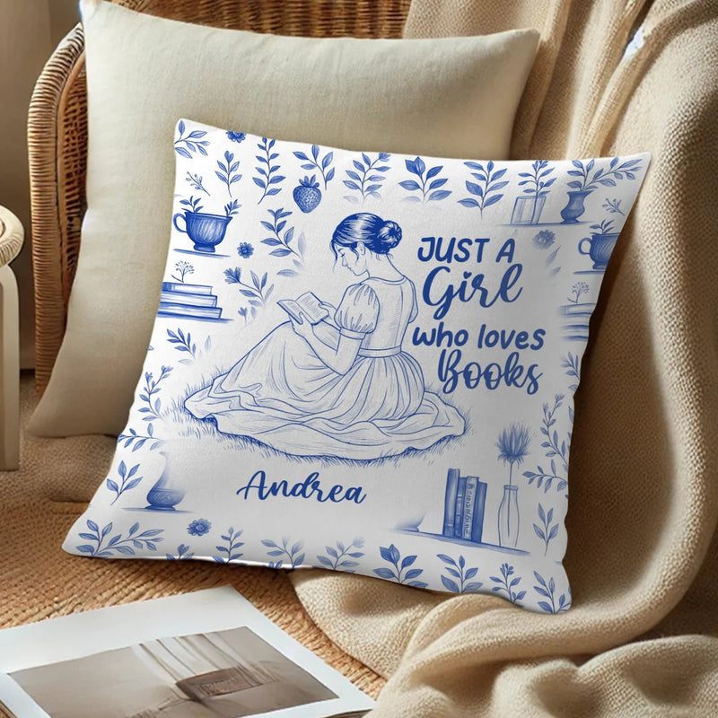 Custom Pillow - Just A Girl Who Loves Books - Personalized Gifts For Book Lovers image 2