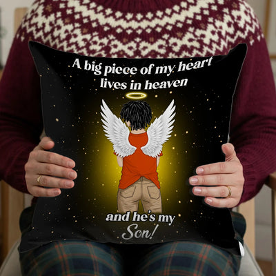 Custom Memorial Pillow - A Big Piece Of My Heart Lives In Heaven - Personalized Memorial Gifts to Family Members image 2