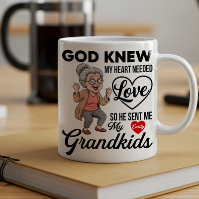 Custom Mug - God Knew My Heart Needed Love - Personalized Gifts to Grandma, Family Members image 0