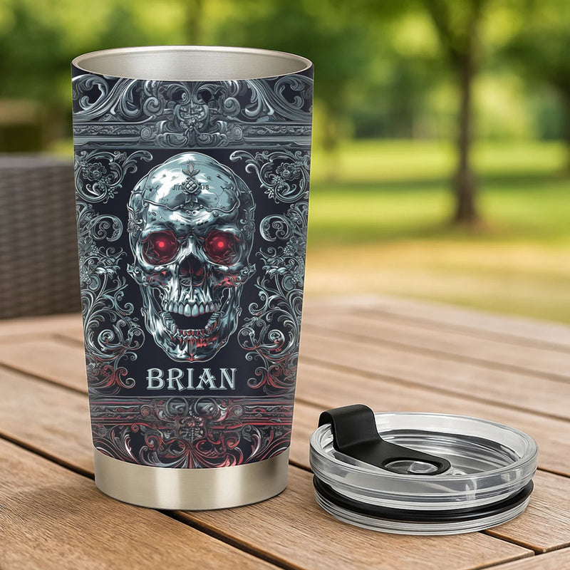 Custom 20Oz Stainless Steel Tumbler - Cool Skull Style - Personalized Gifts to Father&