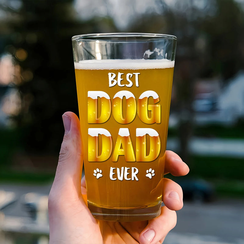 Custom Beer Glass - Best Dad Evers - Personalized Gifts to Dog Dad, Dog Mom, Pets Lovers image 1